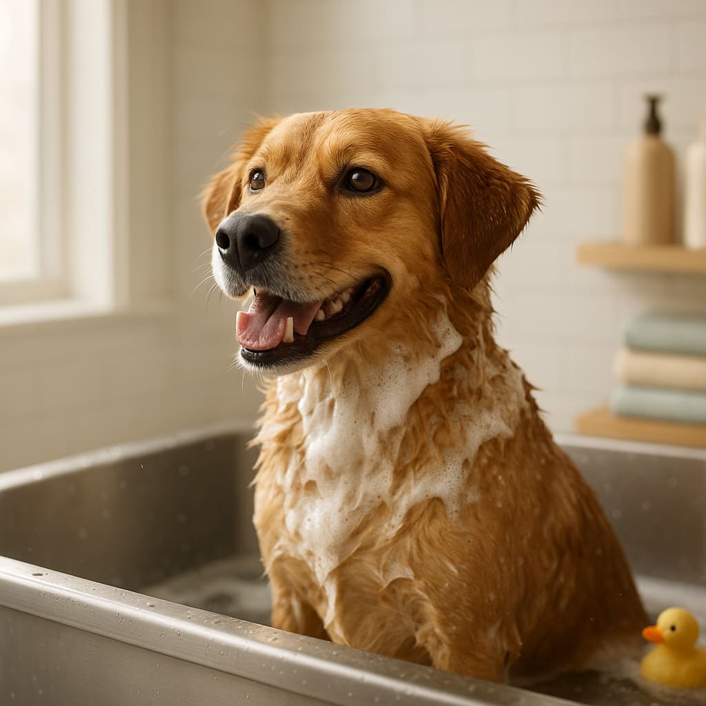 Hundebad mit mildem Shampoo